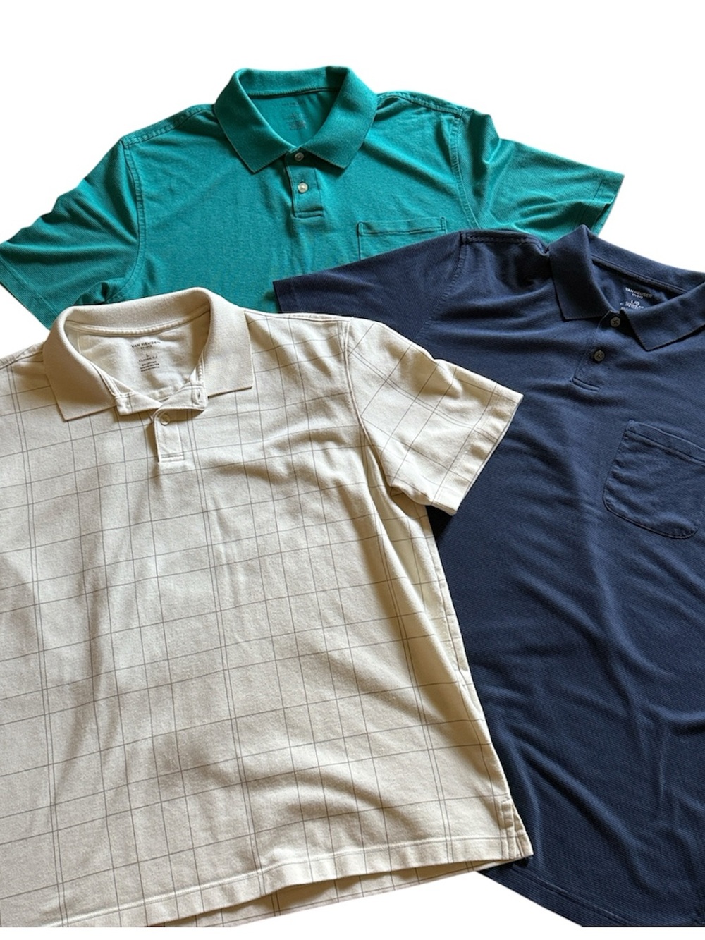 BUNDLE OF 3 MEN VAN HAUSEN 3-BUTTON COLORED POLO SHIRTS CASUAL SPORT SHIRT LARGE